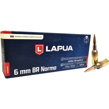 Lapua Ammunition 6mm BR Norma 90 Grain Scenar-L OTM 50 Rounds