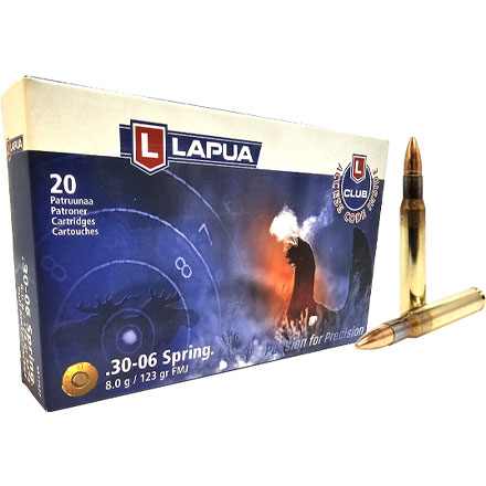 Lapua Ammunition 30-06 Springfield 123 Grain FMJ 20 Rounds