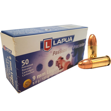 Lapua Ammunition 9mm Luger Combat 123 grain FMJ 50 Rounds