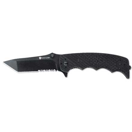 Black Label Stone Cold Folding Tanto 3-3/4" Stainless Steel Blade G-10 Black Handle