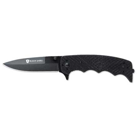 Black Label Stone Cold Folding Spear Point 3-3/4" Stainless Steel Blade G-10 Black Handle