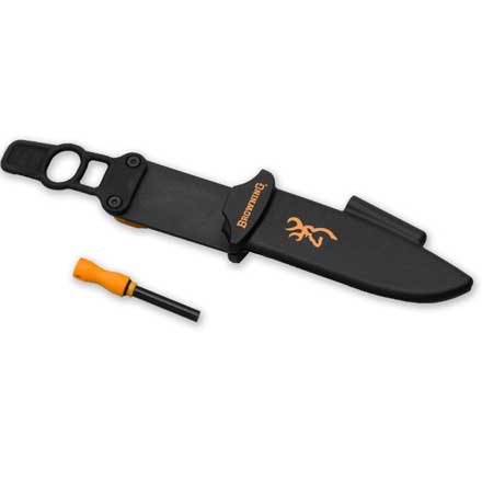 Ignite 4" Stainless Steel Blade Black/Gray Handle  8-1/2" Overall Length With Fire Starting Sheath