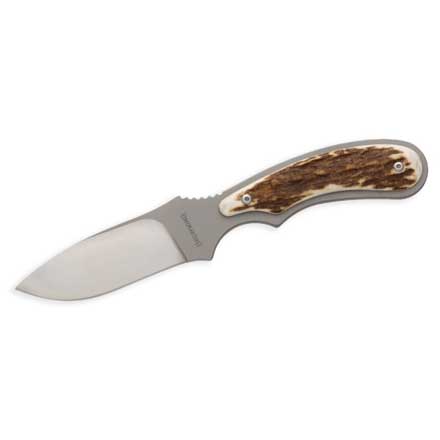 Non-Typical Stag Modified Drop Point 3" Blade With Genuine Stage Handle & Leather Sheath