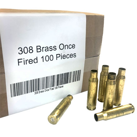 308 Winchester Once Fired Brass Mixed Headstamp 100 Count Raw Unwashed