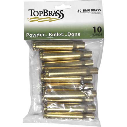 Top Brass 50 BMG Reconditioned Unprimed Rifle Brass 10 Count