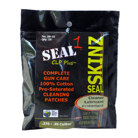 Seal Skinz Pre-Saturated Cleaning Patch 270-35 Caliber 25 Count