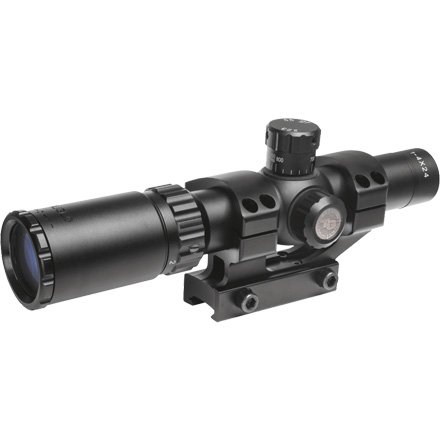 TruGlo 30mm TruBright 1-4 x 24mm Duplex Mildot Reticle With Offset Monolithic Mount