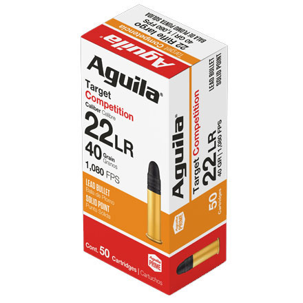 Aguila Target Competition 22 LR Standard Velocity Lead Solid Point 40 Grain(20 Boxes of 50 Rounds)