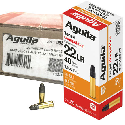 Aguila Target Competition 22 Long Rifle 40 Grain Lead Solid Point 1000 Round Case