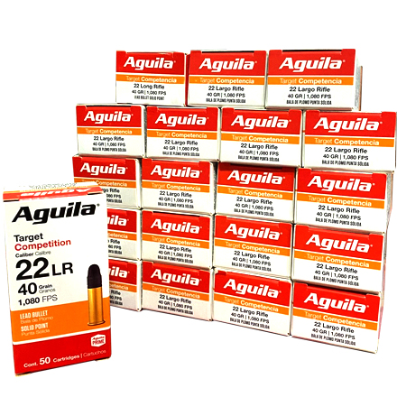 Aguila Target Competition 22 Long Rifle 40 Grain Lead Solid Point 1000 Round Case