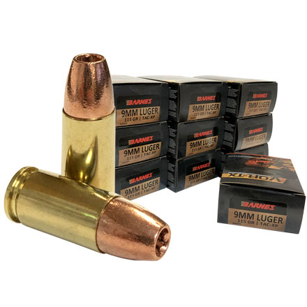 Barnes VOR-TX 9mm Ammo 115 Grain Tac-XP 200 Round Case