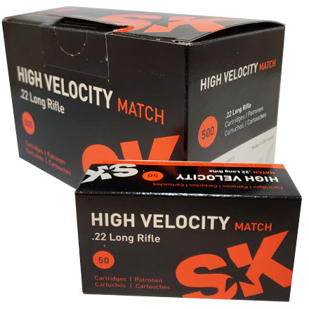 SK High Velocity Match 22 LR 40 Grain 500 Round Brick (10 Boxes of 50rd each)