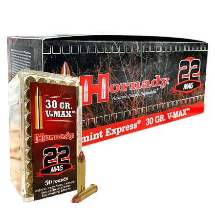 Hornady Varmint Express 22 Winchester Magnum 30 Grain V-Max 500 Round Brick
