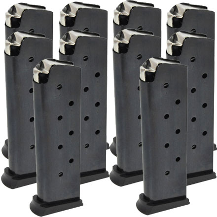 1911 Steel 45 ACP Magazine 8rd Round Capacity With Straight Polymer Floor Plate - 10 Pack