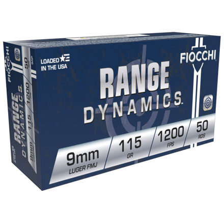Fiocchi Range Dynamics 9mm Luger 115 Grain Full Metal Jacket 1000 Round Case