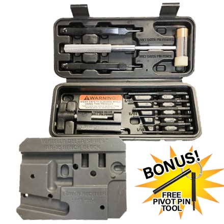 Wheeler AR Builders Kit (AR Bench Block, Roll Pin Tool Kit and FREE AR Pivot Pin Tool)