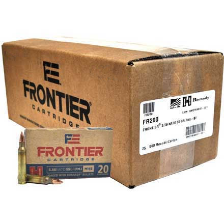 Hornady Frontier 5.56 NATO M193 55 Grain Full Metal Jacket 500 Round Case