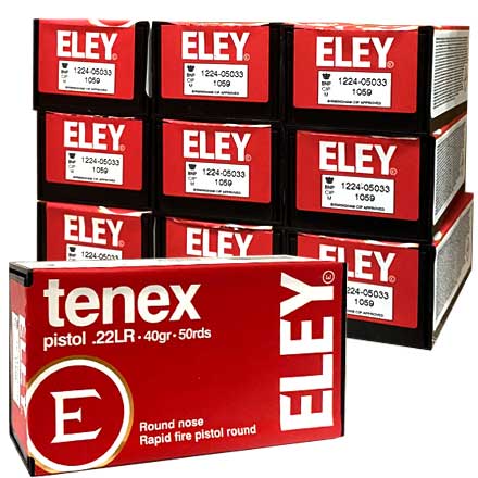 ELEY Tenex Pistol 22LR 40 Grain Round Nose 500 Round Brick