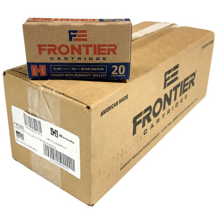 Hornady Frontier 5.56 NATO 75 Grain Boat Tail Hollow Point Match 500 Round Case