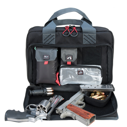 Quad Pistol Range Bag With Magazine Storage & Dump Cups Black