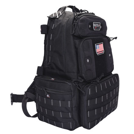 Tactical Range Backpack Tall (Holds 4 Handguns) Molded Pocket Black