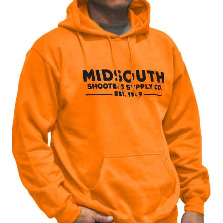 Midsouth Heavy Cotton Long Sleeve Hoodie Pullovers With Midsouth Brand (Blaze Orange)