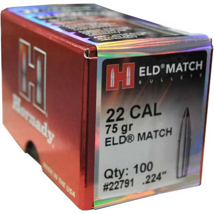 22 Caliber .224 Diameter 75 Grain ELD Match 100 Count