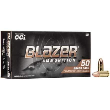 Blazer Brass 9mm Luger 115 Grain Full Metal Jacket 50 Rounds