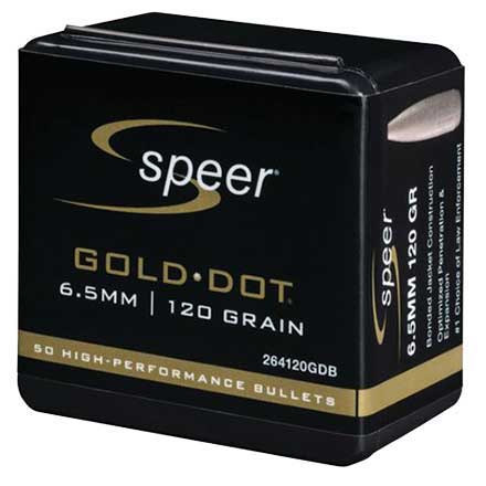 6.5mm .264 Diameter 120 Grain Speer Gold Dot Rifle Bullets 50 Count