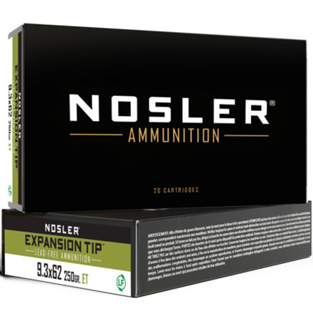 Nosler Expansion Tip 9.3x62 250 Grain E-Tip 20 Rounds