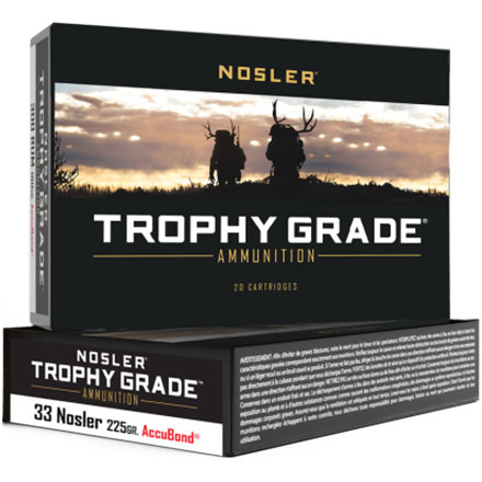 33 Nosler 225 Grain AccuBond Trophy Grade 20 Rounds
