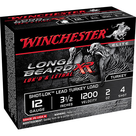 Winchester Long Beard XR 12 Gauge 3-1/2" 2oz #4 Copper Plated Lead Shot 10 Count