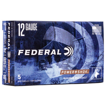 Federal Power-Shok 12 Gauge 2-3/4" #00 Buck 9 Pellets 5 Rounds