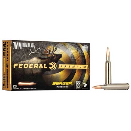 Federal 7mm Remington Magnum 168 Grain Berger Hybrid Hunter 20 Rounds