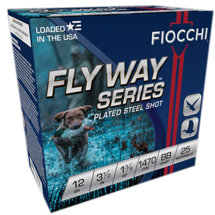 Fiocchi 12 Gauge 3 1/2" 1 3/8oz 1470 fps Flyway Steel waterfowl  Shot Size #BB 25 Rounds