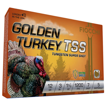 Fiocchi Golden Turkey 12 Gauge 3" 1-5/8oz #7 Tungsten Super Shot 5 Rounds