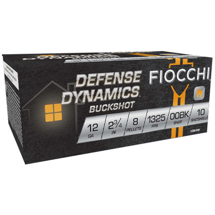 Fiocchi Defense Dynamics 12 Gauge 2-3/4" 8 Pellet #00 Buckshot 10 Rounds