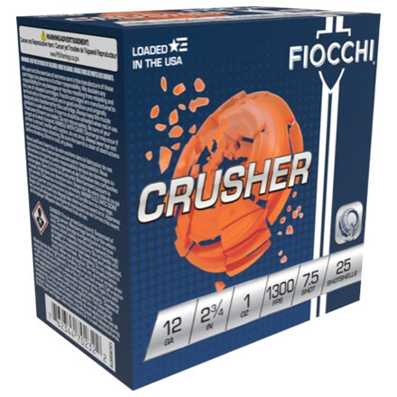 Fiocchi Crusher 12 Gauge 2-3/4" 1oz #7.5 Shot 25 Rounds