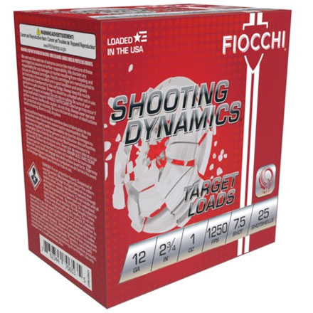 Fiocchi Shooting Dynamics 12 Gauge 2-3/4" 1oz  #7.5 Shot 25 Rounds 1250fps