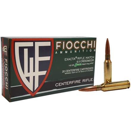 Fiocchi 6.5 Creedmoor 142 Grain Hollow Point Boat Tail MatchKing 20 Rounds
