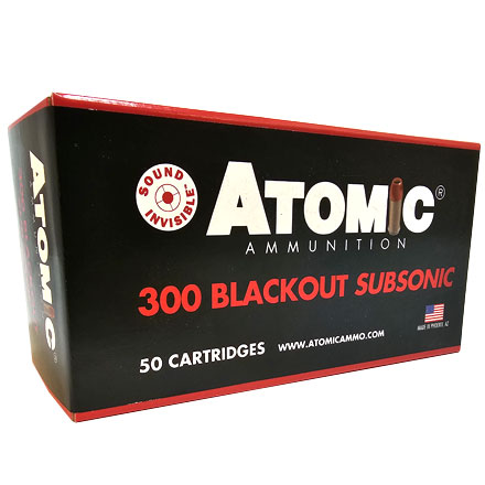 Atomic Ammunition Subsonic 300 Blackout 220 Grain Hollow Point Boat Tail 50 Rounds