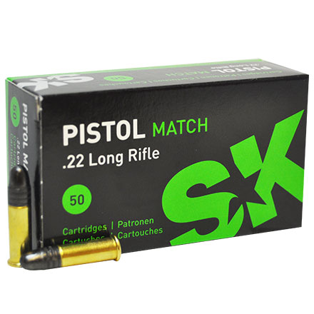 SK Pistol Match 22 Long Rifle 40 Grain Round Nose 50 Round Box