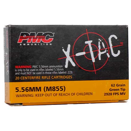 PMC X-Tac 5.56 NATO LAP 62gr Green Tip 20 Rounds